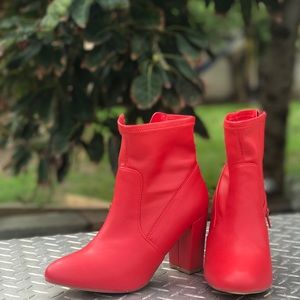 Steve Madden Red leather booties.